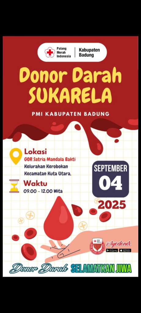 Camat Kuta Utara Hadiri Kegiatan Donor Darah Sukarela di GOR Satria Mandala Bakti